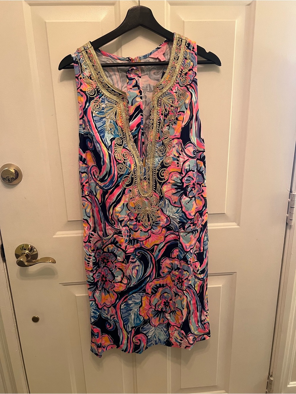 Lilly Pulitzer Carlotta Stretch Shift Dress Nautical Navy Boho Bateau Size 6